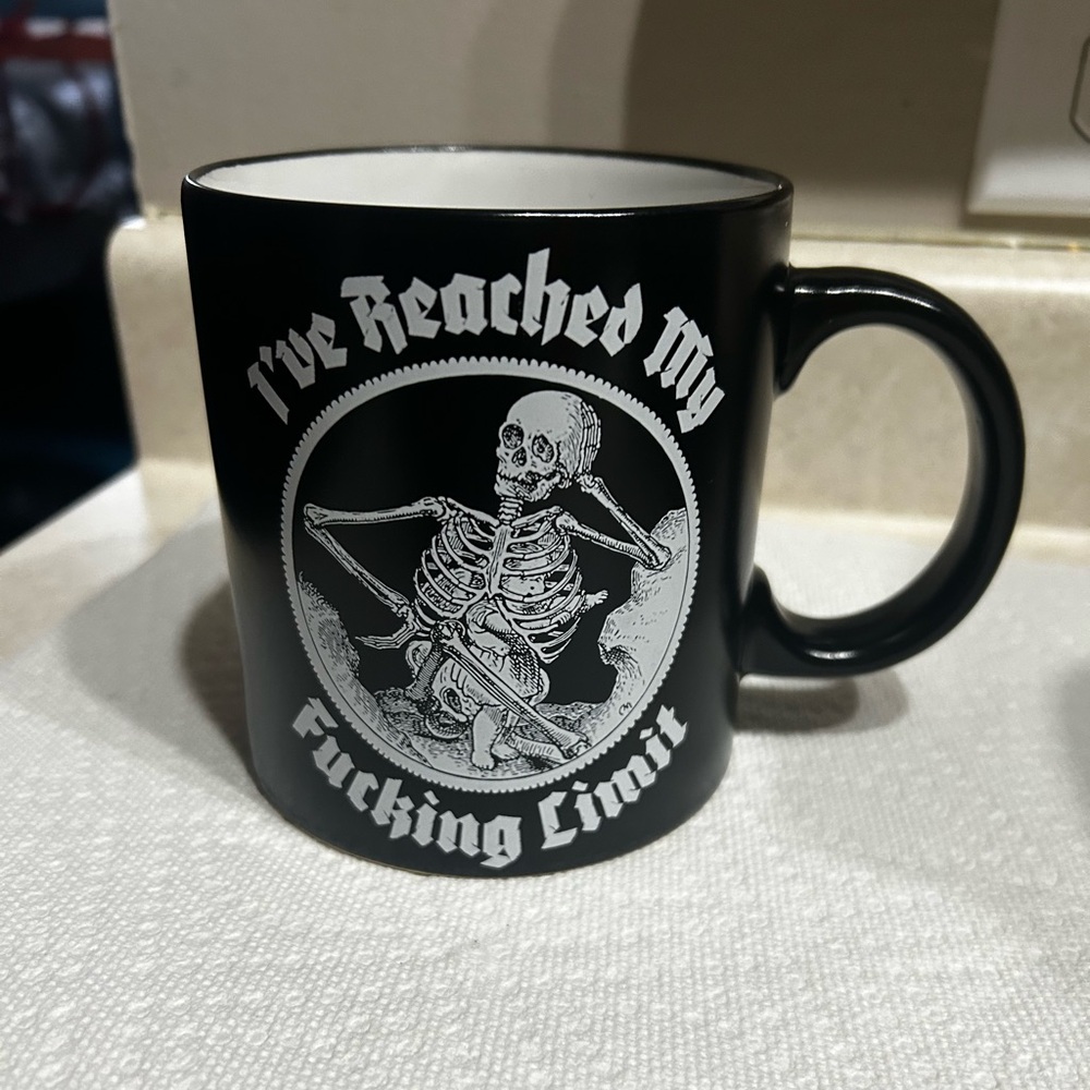 Black Ceramic Skeleton Graphic Coffee Mug - Bold Statement Drinkware
